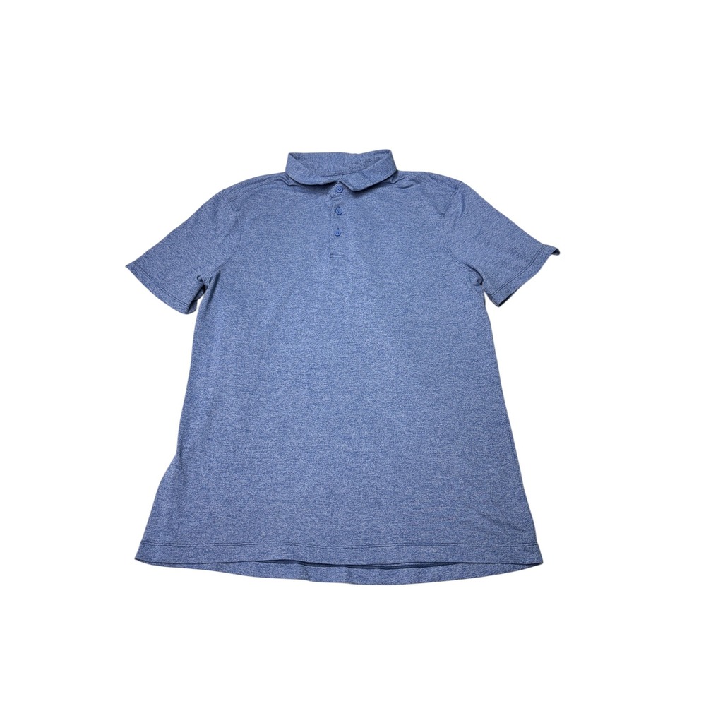 LULULEMON Mens Short Sleeve Heathered Blue Mens M Shirt Performance Knit Polo